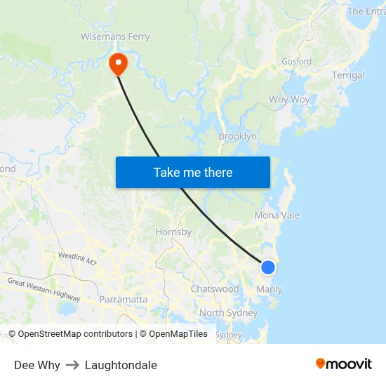 Dee Why to Laughtondale map