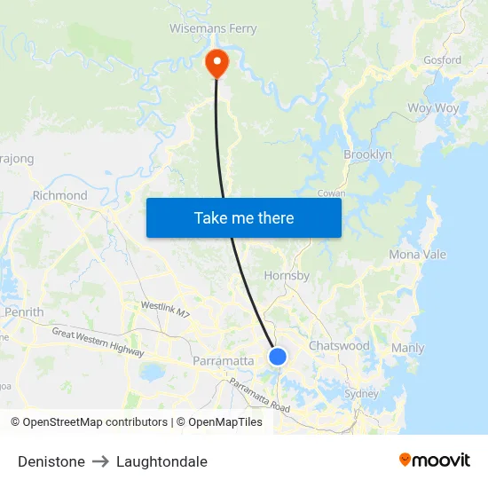 Denistone to Laughtondale map