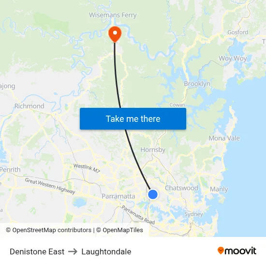 Denistone East to Laughtondale map