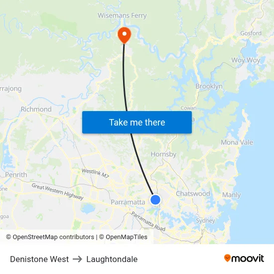 Denistone West to Laughtondale map