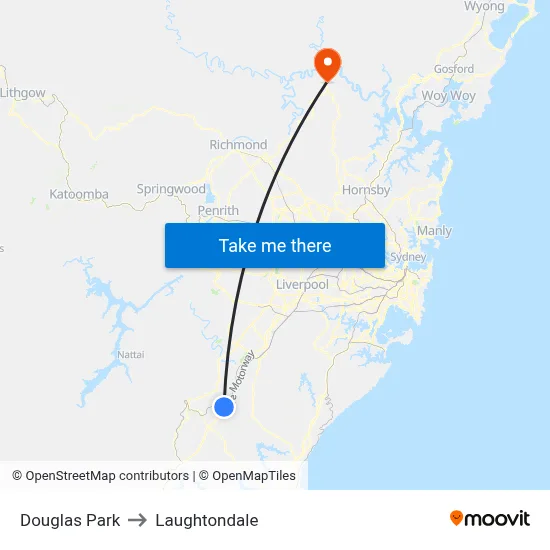 Douglas Park to Laughtondale map
