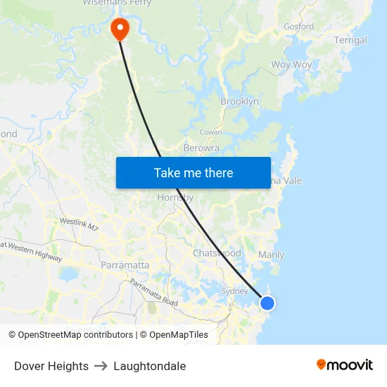 Dover Heights to Laughtondale map