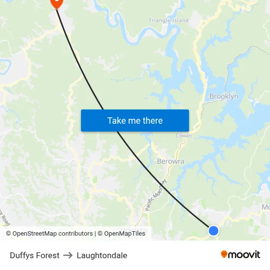 Duffys Forest to Laughtondale map
