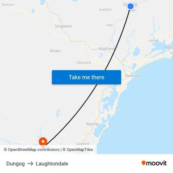 Dungog to Laughtondale map