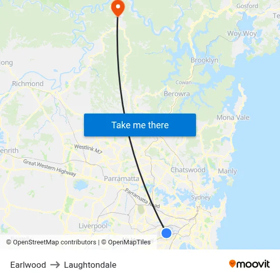 Earlwood to Laughtondale map