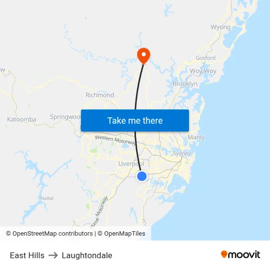 East Hills to Laughtondale map