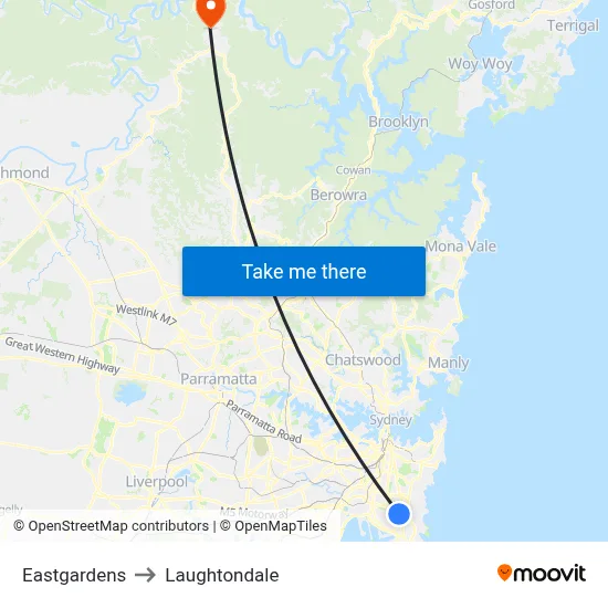 Eastgardens to Laughtondale map