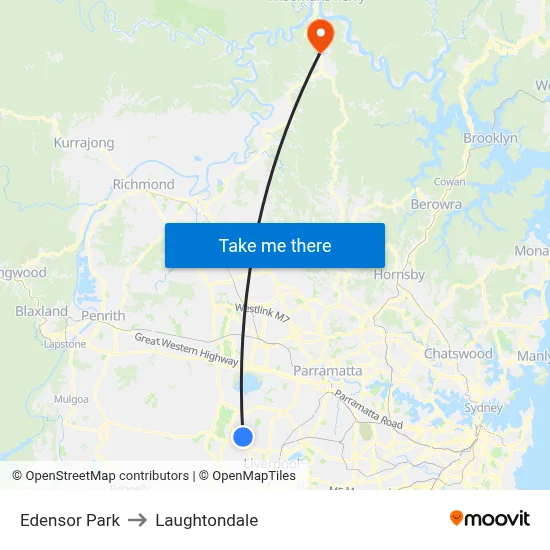 Edensor Park to Laughtondale map