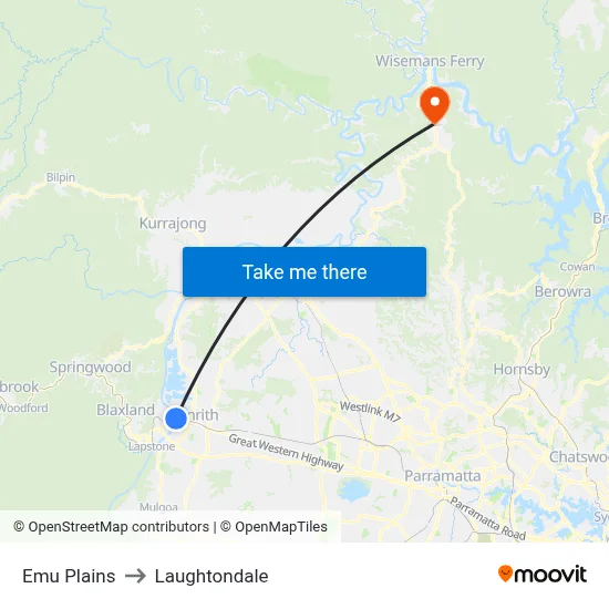 Emu Plains to Laughtondale map