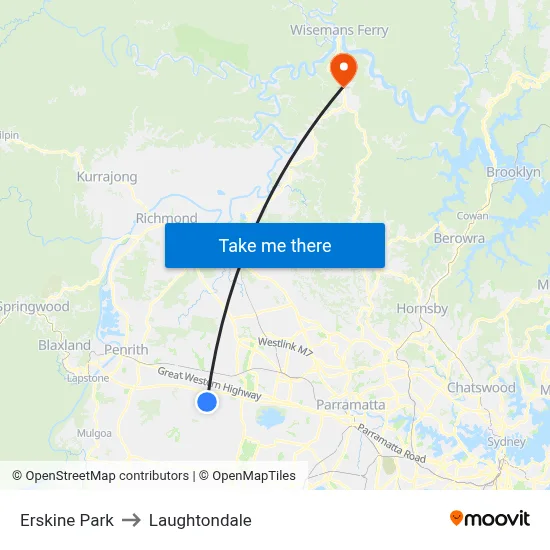 Erskine Park to Laughtondale map