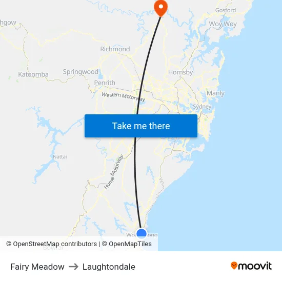 Fairy Meadow to Laughtondale map