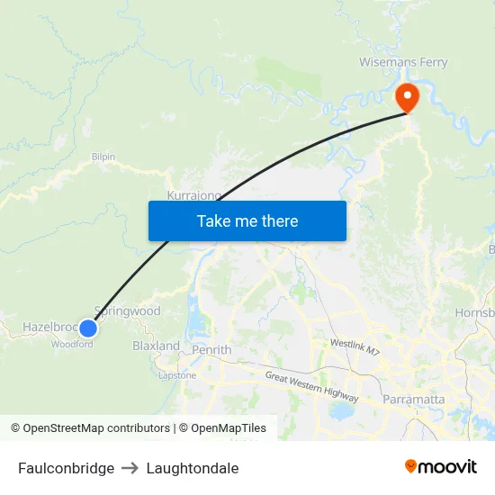 Faulconbridge to Laughtondale map