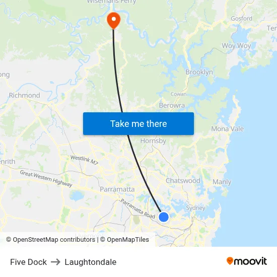 Five Dock to Laughtondale map