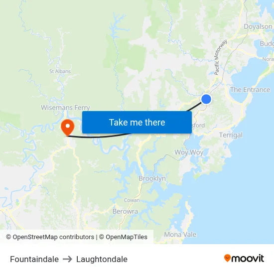Fountaindale to Laughtondale map