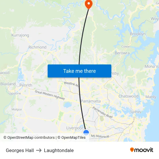 Georges Hall to Laughtondale map