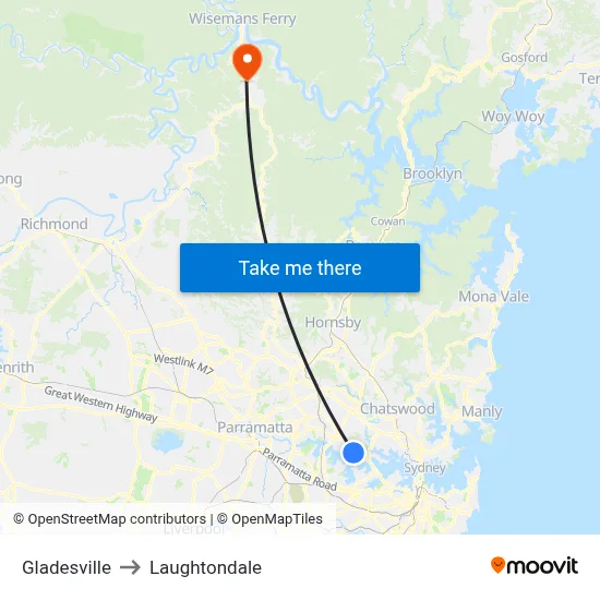 Gladesville to Laughtondale map