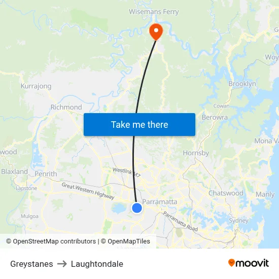 Greystanes to Laughtondale map