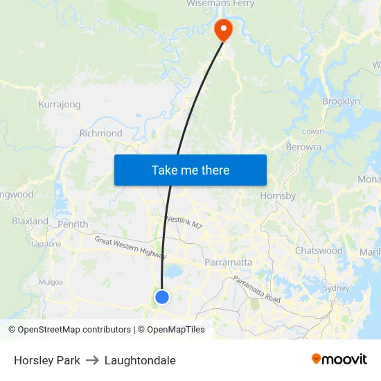 Horsley Park to Laughtondale map