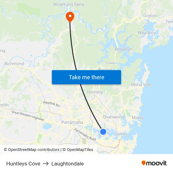 Huntleys Cove to Laughtondale map