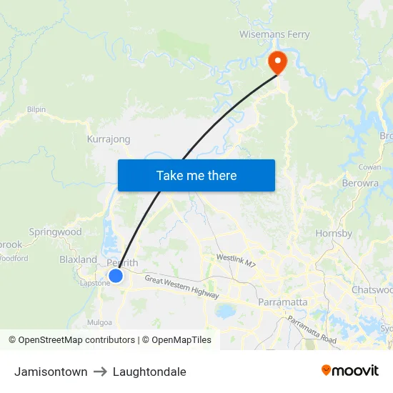Jamisontown to Laughtondale map