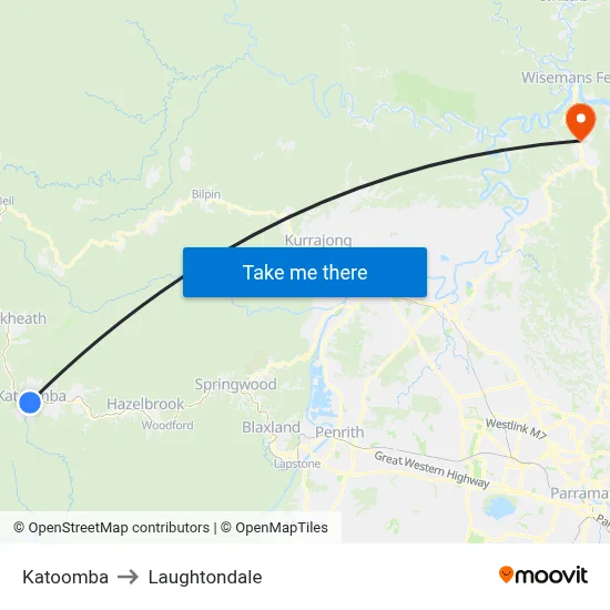 Katoomba to Laughtondale map