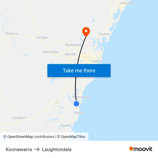 Koonawarra to Laughtondale map
