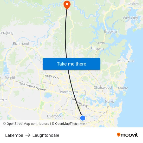 Lakemba to Laughtondale map