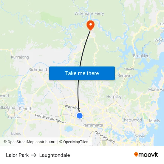 Lalor Park to Laughtondale map
