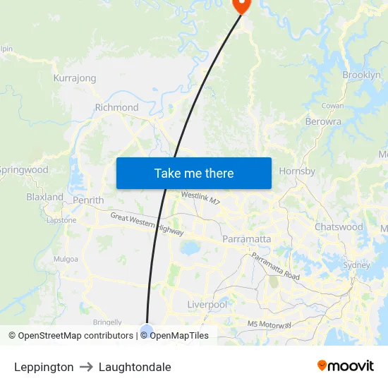 Leppington to Laughtondale map