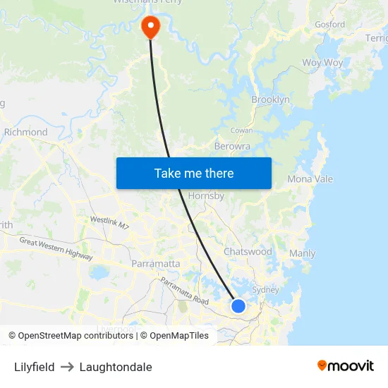 Lilyfield to Laughtondale map