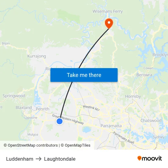 Luddenham to Laughtondale map