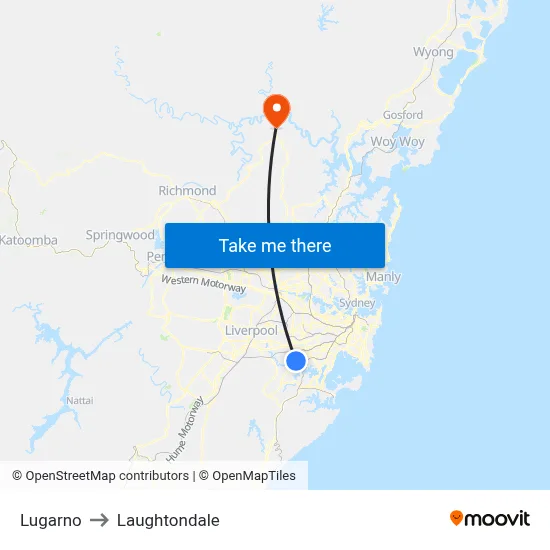 Lugarno to Laughtondale map