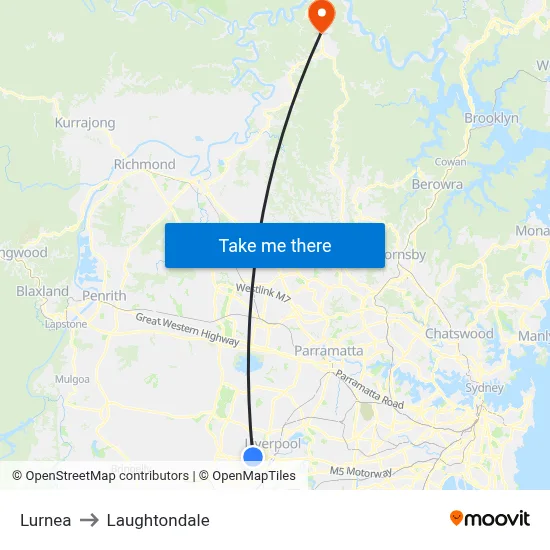 Lurnea to Laughtondale map