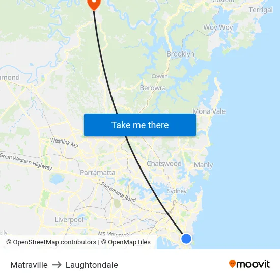 Matraville to Laughtondale map