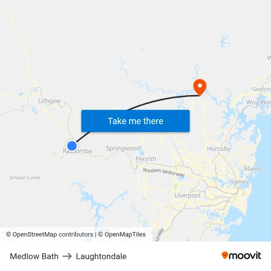 Medlow Bath to Laughtondale map