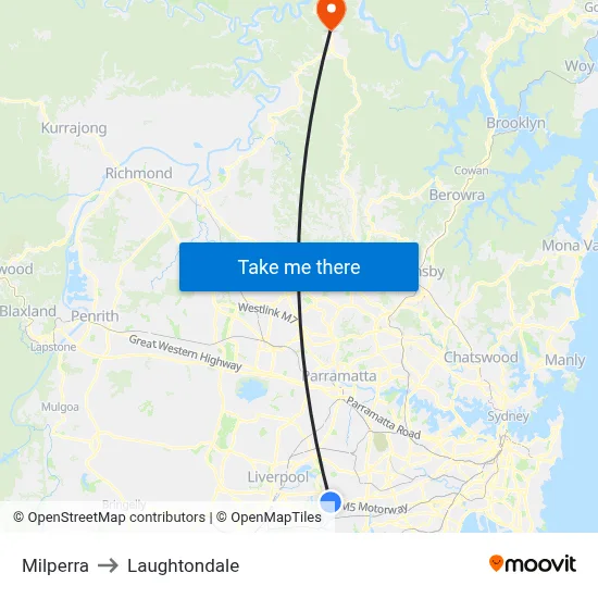 Milperra to Laughtondale map