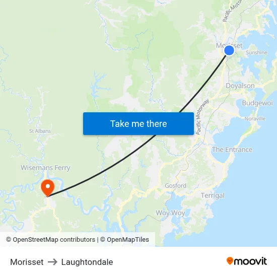 Morisset to Laughtondale map