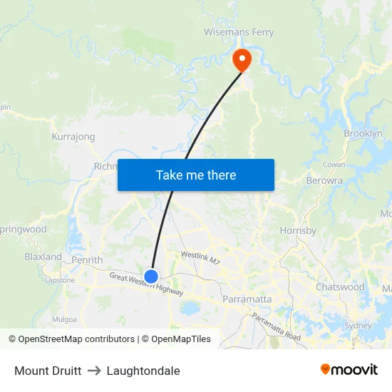 Mount Druitt to Laughtondale map