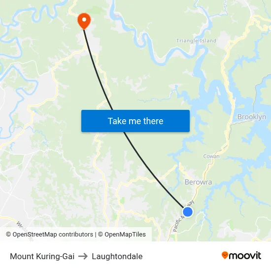 Mount Kuring-Gai to Laughtondale map