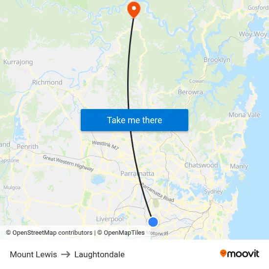 Mount Lewis to Laughtondale map