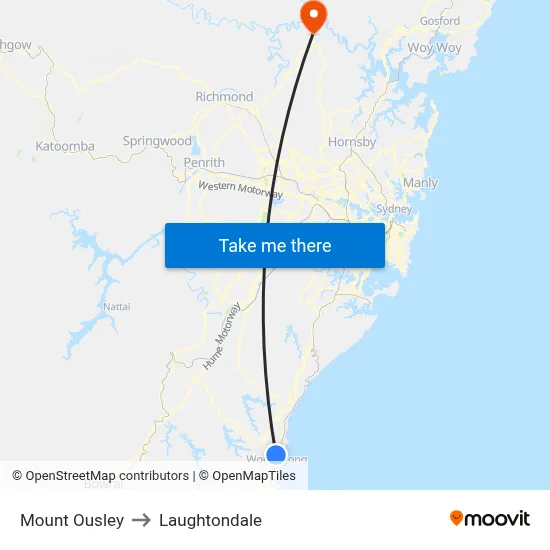 Mount Ousley to Laughtondale map