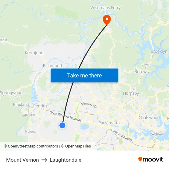 Mount Vernon to Laughtondale map