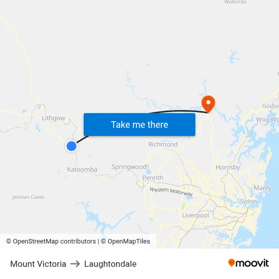 Mount Victoria to Laughtondale map