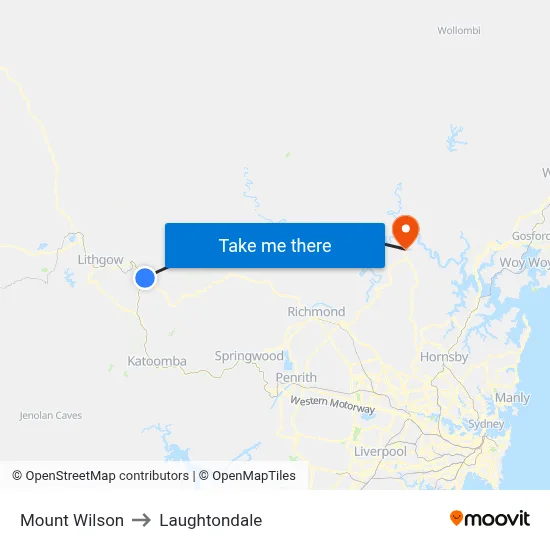 Mount Wilson to Laughtondale map