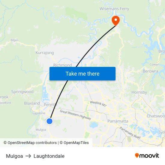 Mulgoa to Laughtondale map