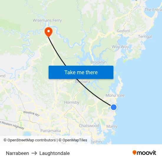 Narrabeen to Laughtondale map
