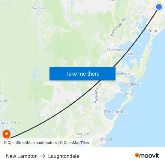 New Lambton to Laughtondale map