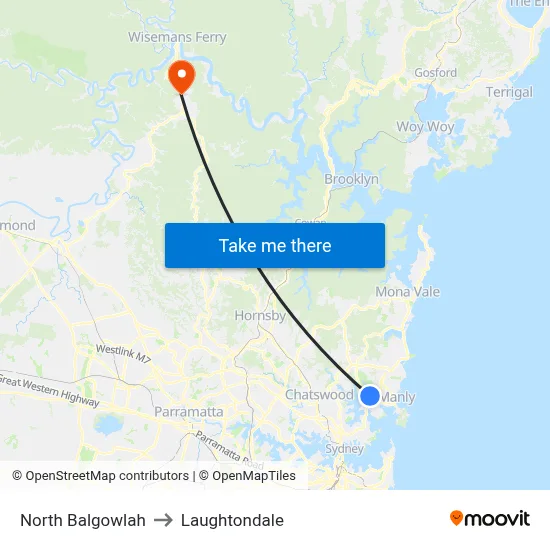 North Balgowlah to Laughtondale map