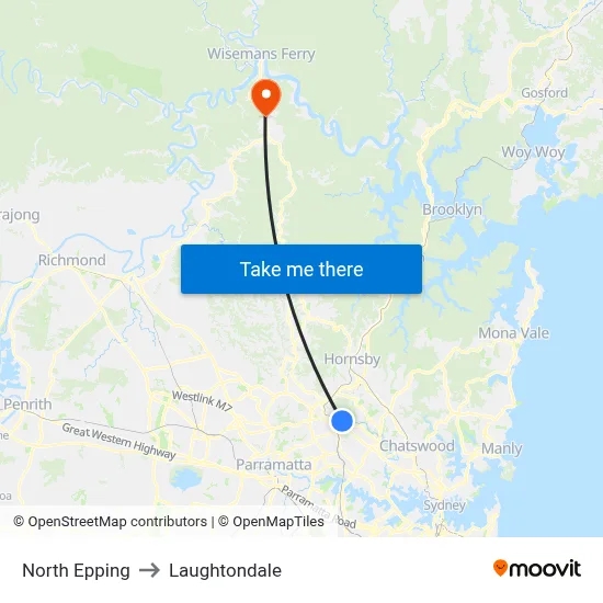 North Epping to Laughtondale map