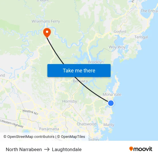 North Narrabeen to Laughtondale map
